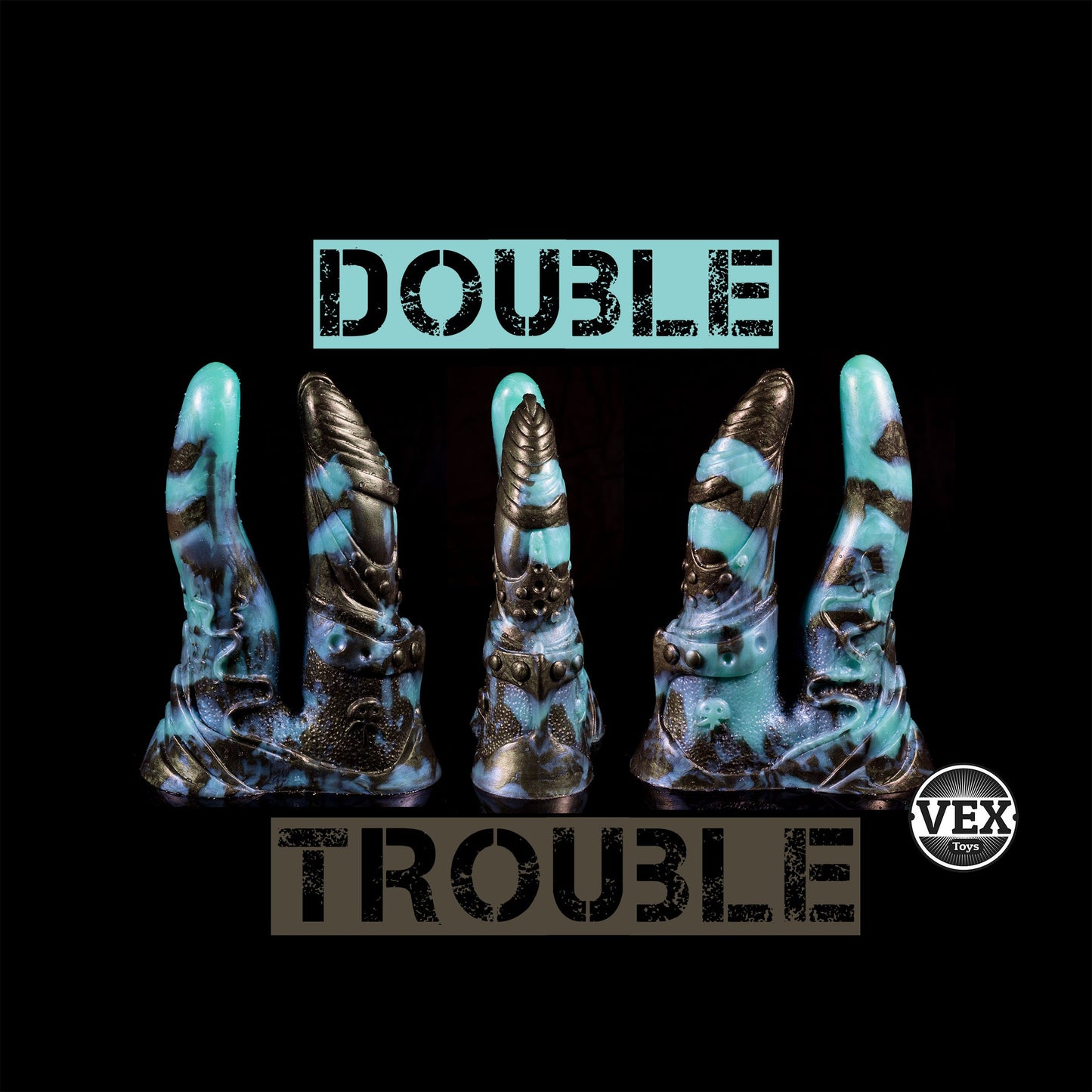 DOUBLE TROUBLE | Double  Penetration Dildo Platinum Silicone Sex Toy.