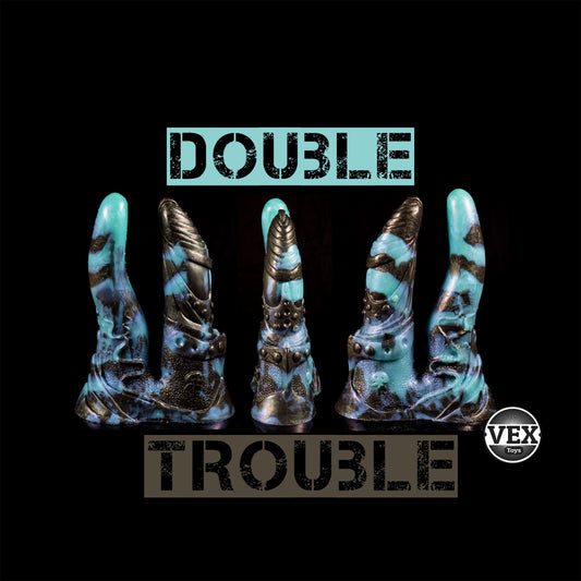 DOUBLE TROUBLE | Double  Penetration Dildo Platinum Silicone Sex Toy.