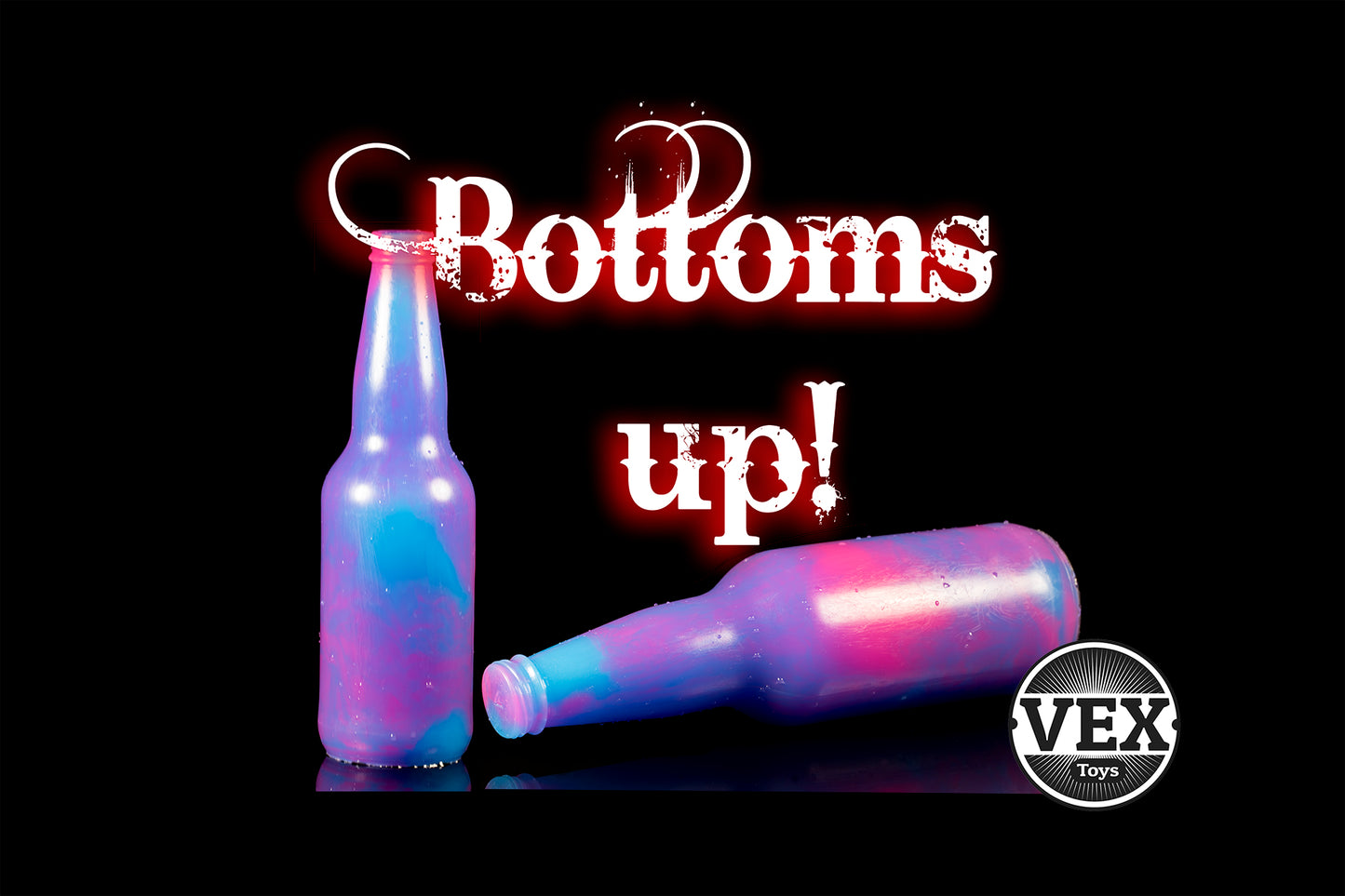 Beer Bottle Sex Toy Platinum Silicone BOTTOMS UP